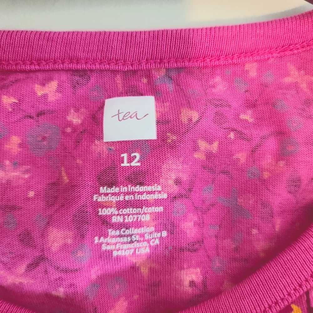 Tea Collection Kids Floral Hi-Low Cotton Pink Dress Size 12 - Picture 5 of 11